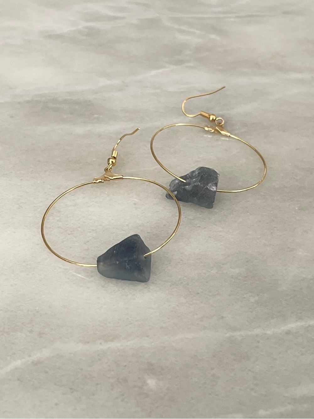Fluorite Hoop Earrings - Picture 1 of 4